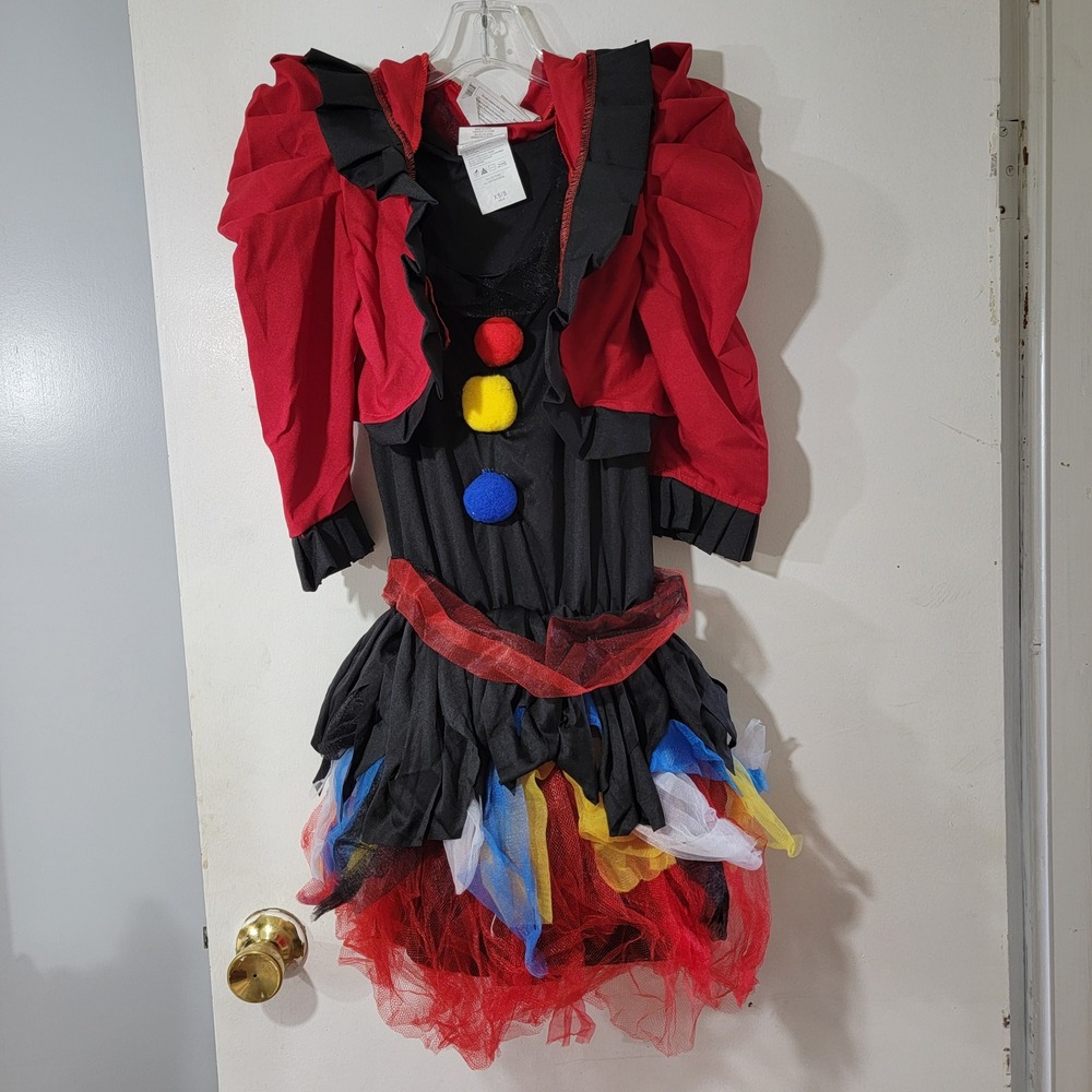 Forum Novelties Womens Clown Costume Black Red Tulle Dress Shrug XS/S PA-12377